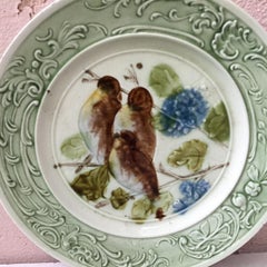 German Majolica Birds Plate, circa 1900