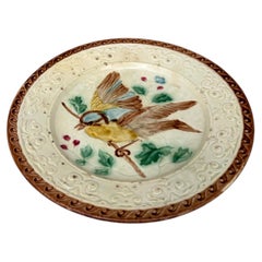 German Majolica Birds Plate, circa 1900