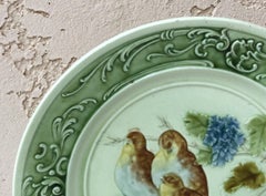 German Majolica Birds Plate, circa 1900