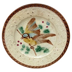 German Majolica Birds Plate, circa 1900
