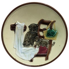 Piatto da parete in maiolica tedesca per gatti, 1900 circa