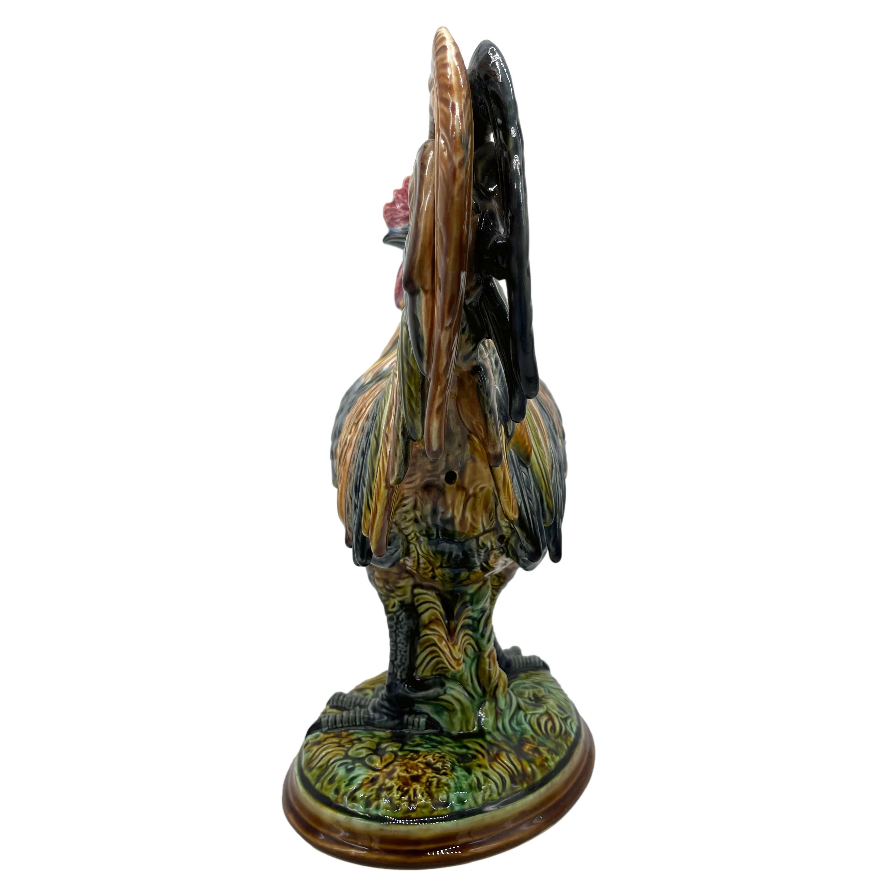 German Majolica Figural Rooster by Riedel Von Riedelstein, Dallwitz, ca. 1885 For Sale 2