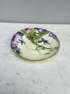 German Majolica Flowers Plate circa 1900