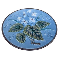 German Majolica Flowers Plate, Circa 1900