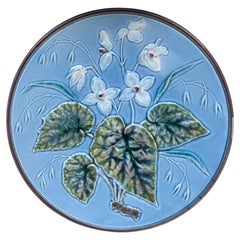 German Majolica Flowers Plate, Circa 1900
