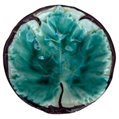 German Majolica Leaf Butter Pat circa 1900