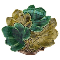 German Majolica Leaf Plate Circa 1890