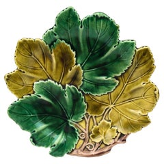 German Majolica Leaf Plate Circa 1890