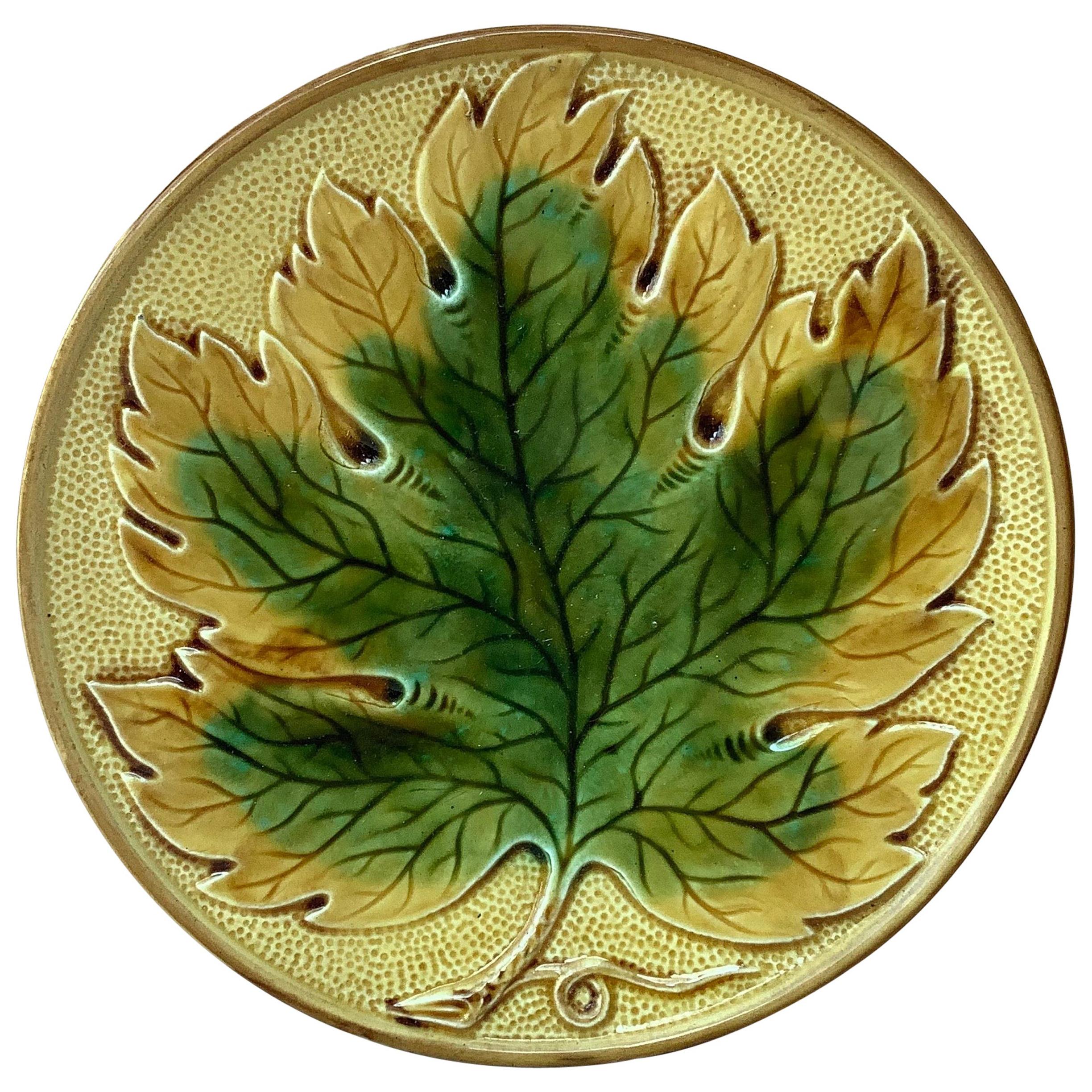 German Majolica Leaf Plate, circa 1900