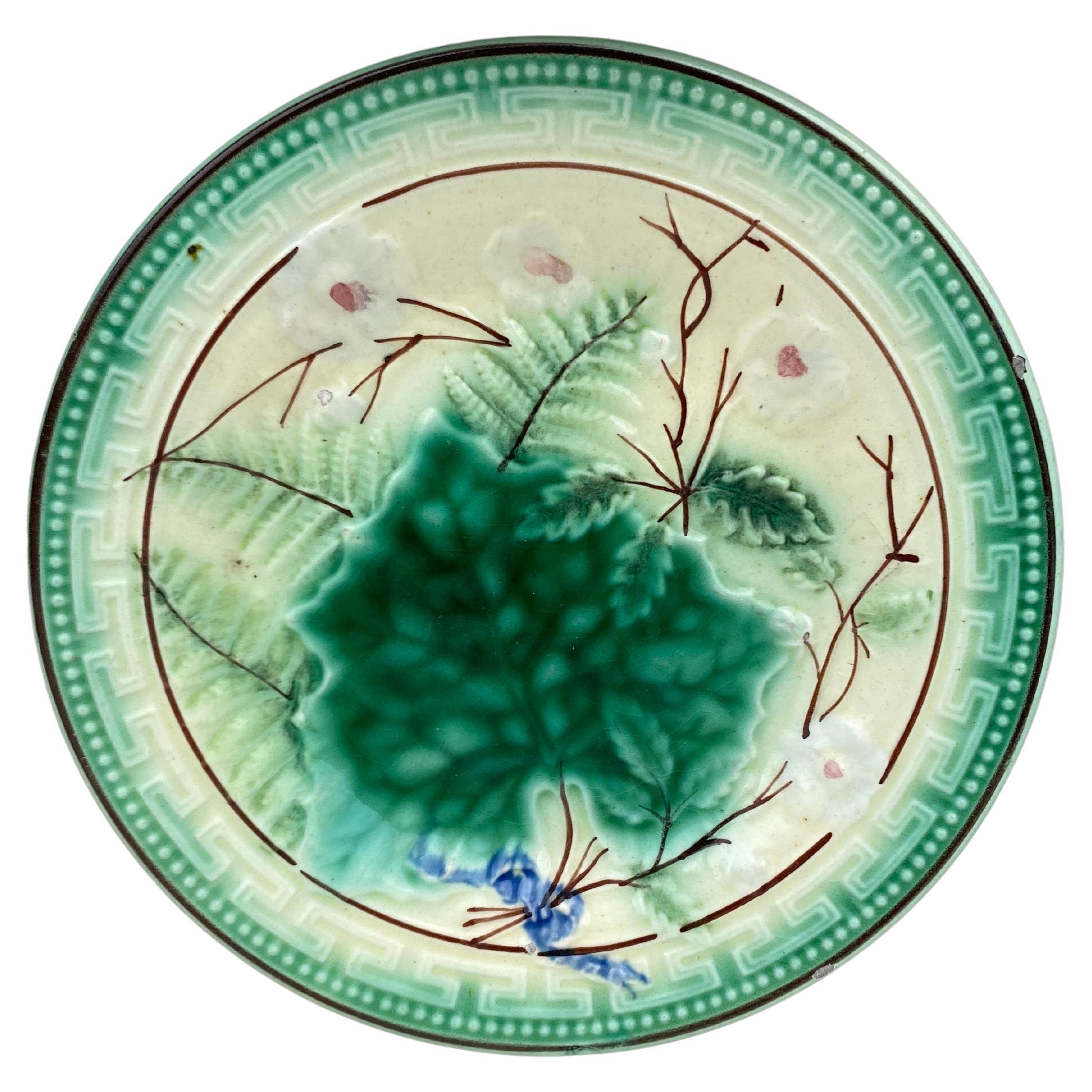 German Majolica Leaves Plate Zell, circa 1890