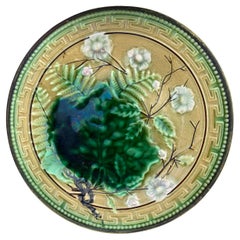 German Majolica Leaves & Ferns Plate, circa 1890