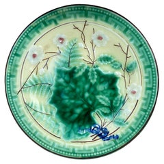 German Majolica Leaves & Ferns Plate, circa 1890