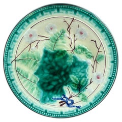 Piatto in maiolica tedesco Foglie e Felci, CIRCA 1890
