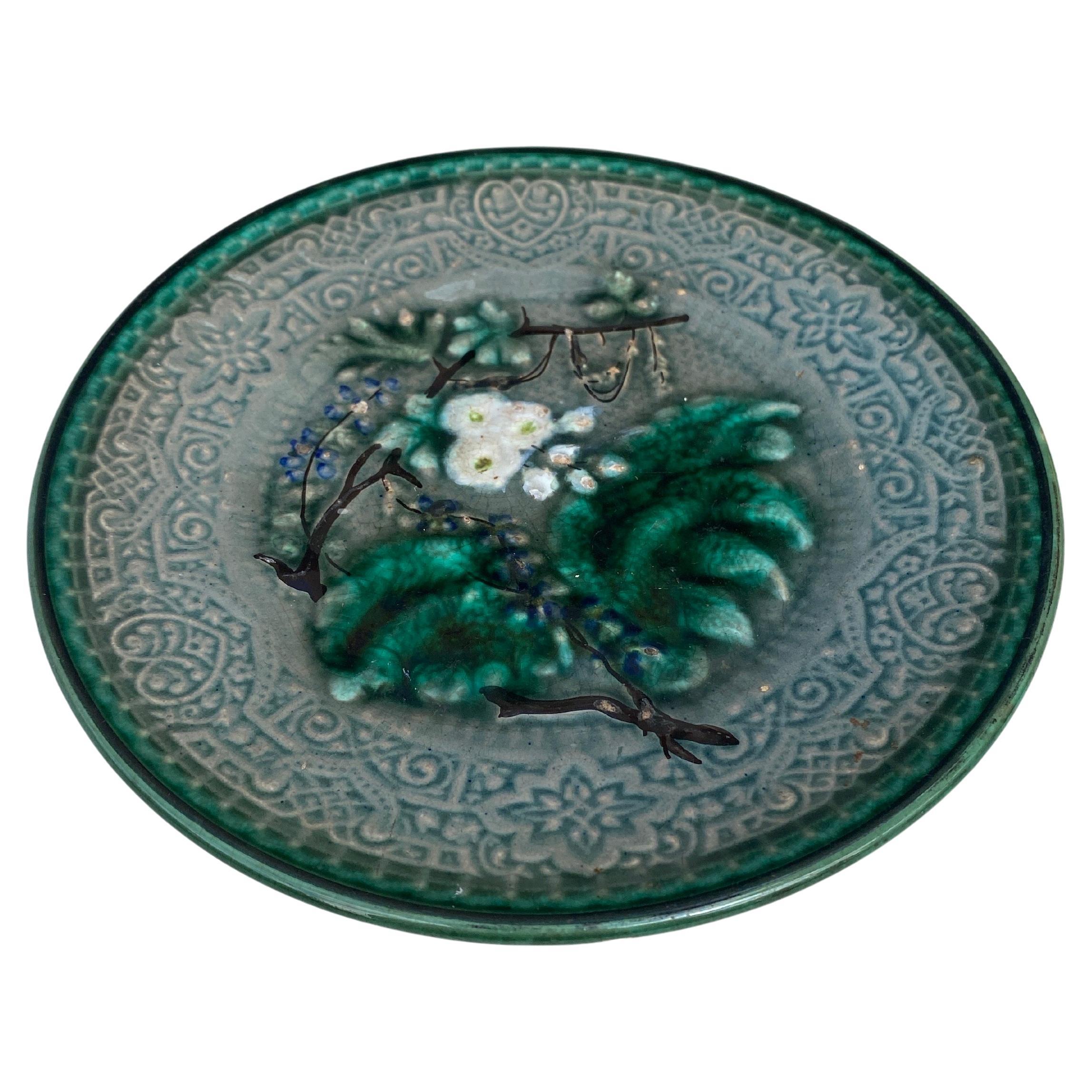 German Majolica Leaves Plate, circa 1890.