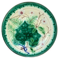 German Majolica Leaves Plate, circa 1890