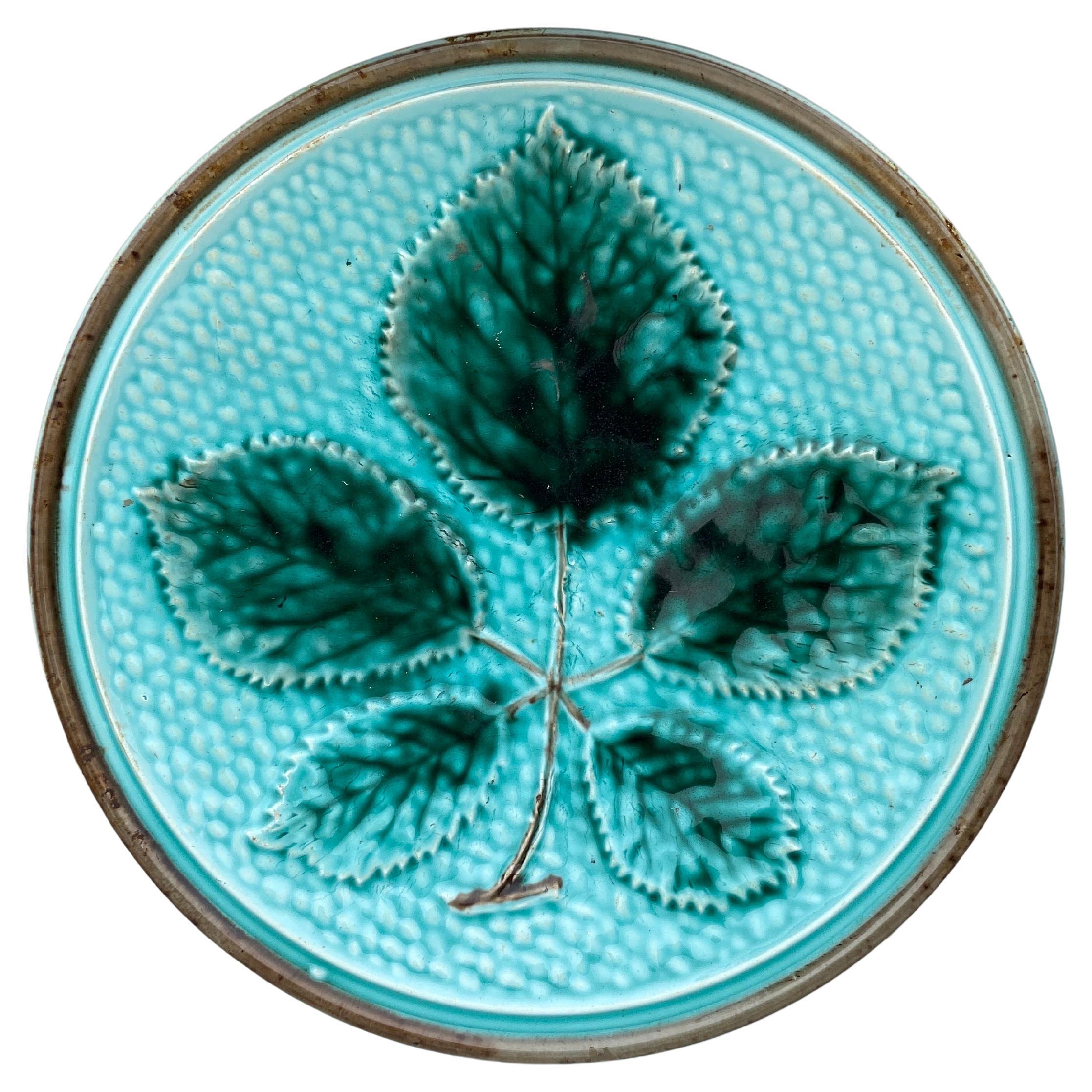 German Majolica Leaves Plate circa 1890