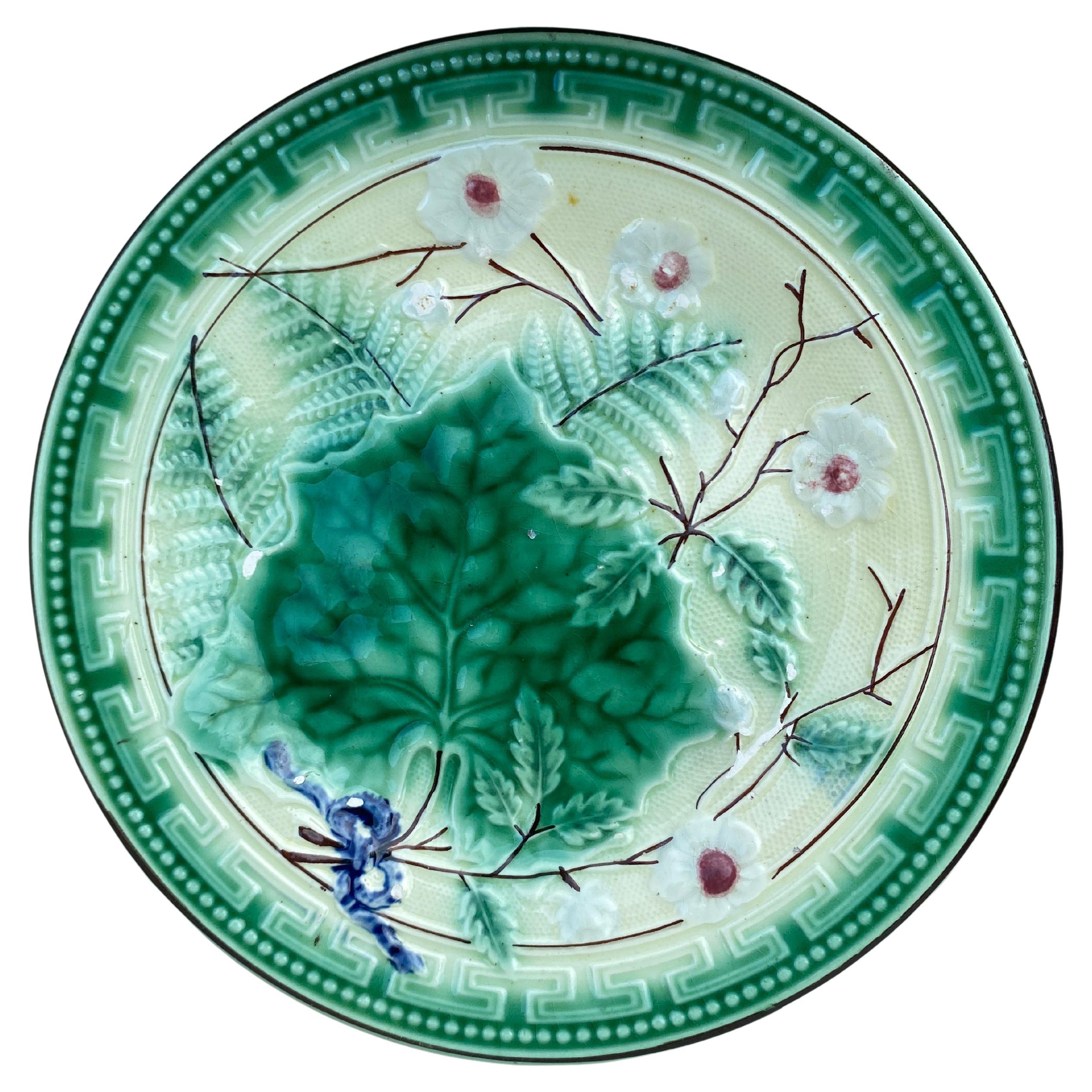 German Majolica Leaves Plate, circa 1890