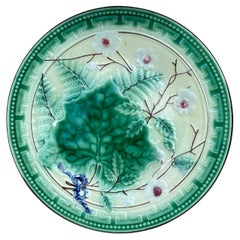 German Majolica Leaves Plate, circa 1890