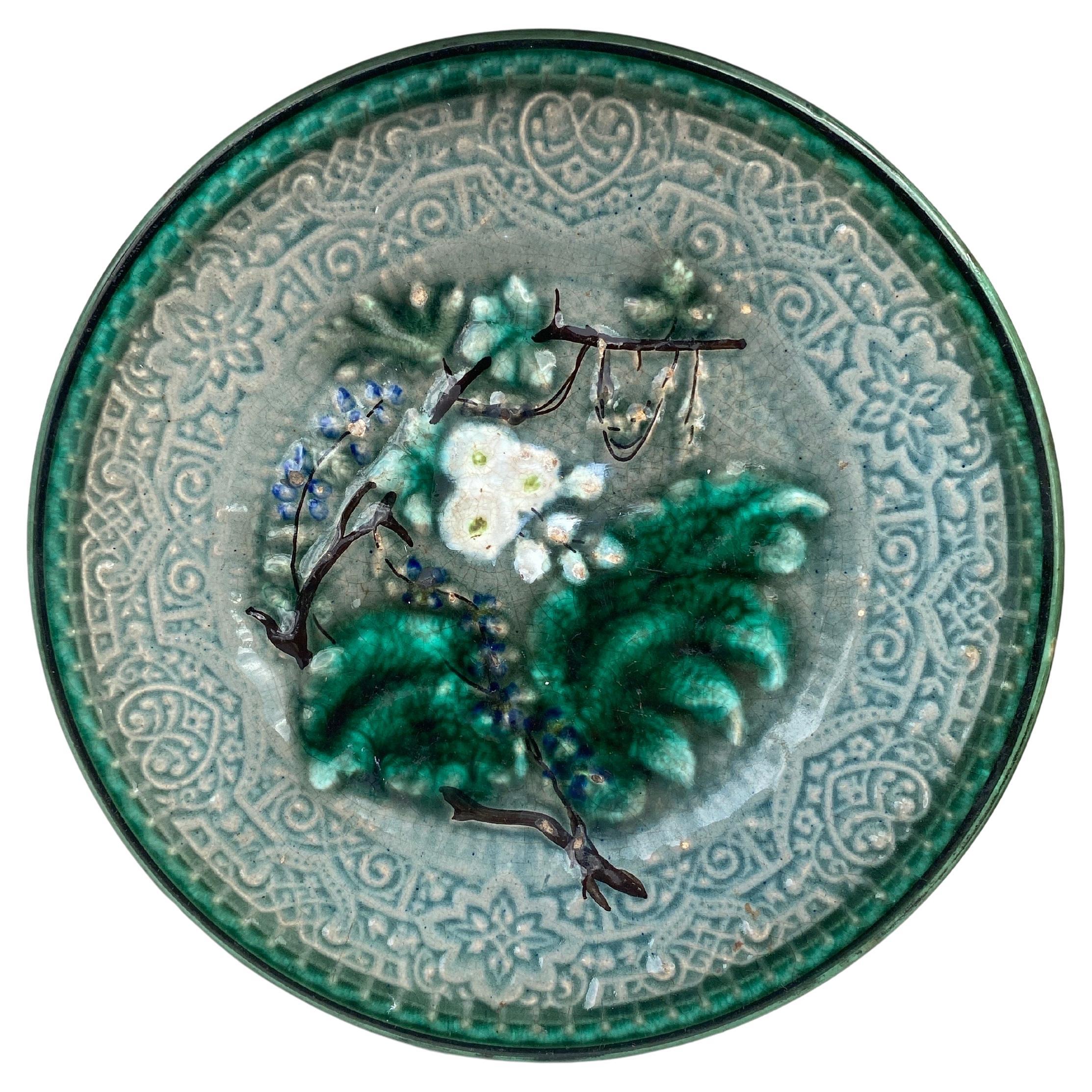 German Majolica Leaves Plate, circa 1890