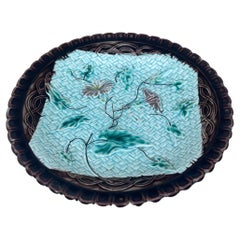 German Majolica Morning Glory Plate Circa 1900