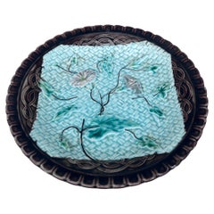 German Majolica Morning Glory Plate Circa 1900