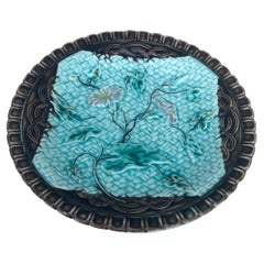 German Majolica Morning Glory Plate Circa 1900