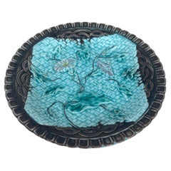 German Majolica Morning Glory Plate Circa 1900