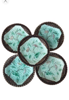 German Majolica Plate with Morning Glory, circa 1900