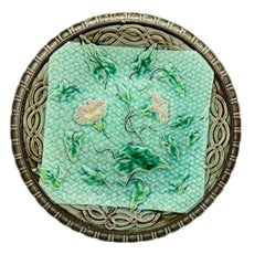 German Majolica Plate with Morning Glory, circa 1900