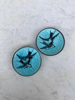 German Majolica Swallow Butter Pat, circa 1900