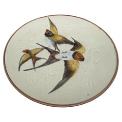 German Majolica Swallows Plate, circa 1900