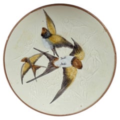German Majolica Swallows Plate, circa 1900