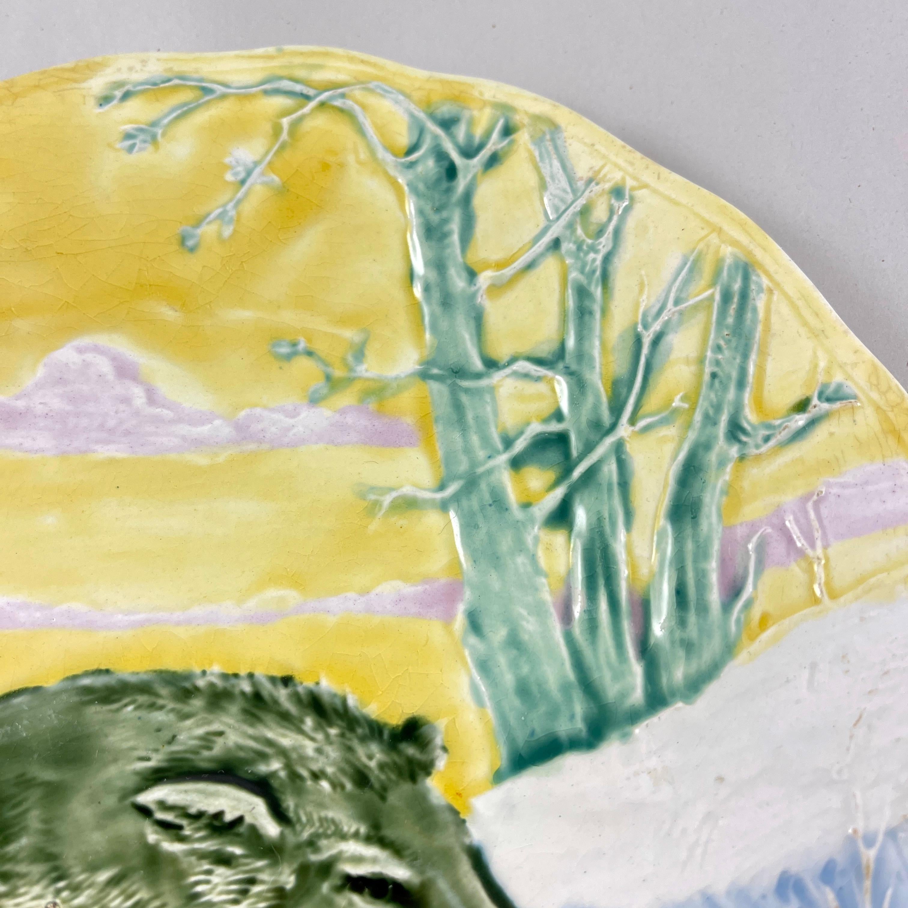 Plato de mayólica alemana Jabalí Loza de barro en venta