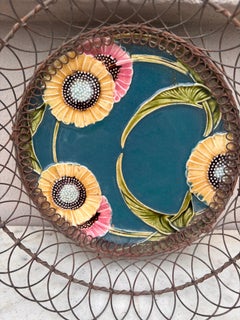 German Majolica Wire Basket circa 1890