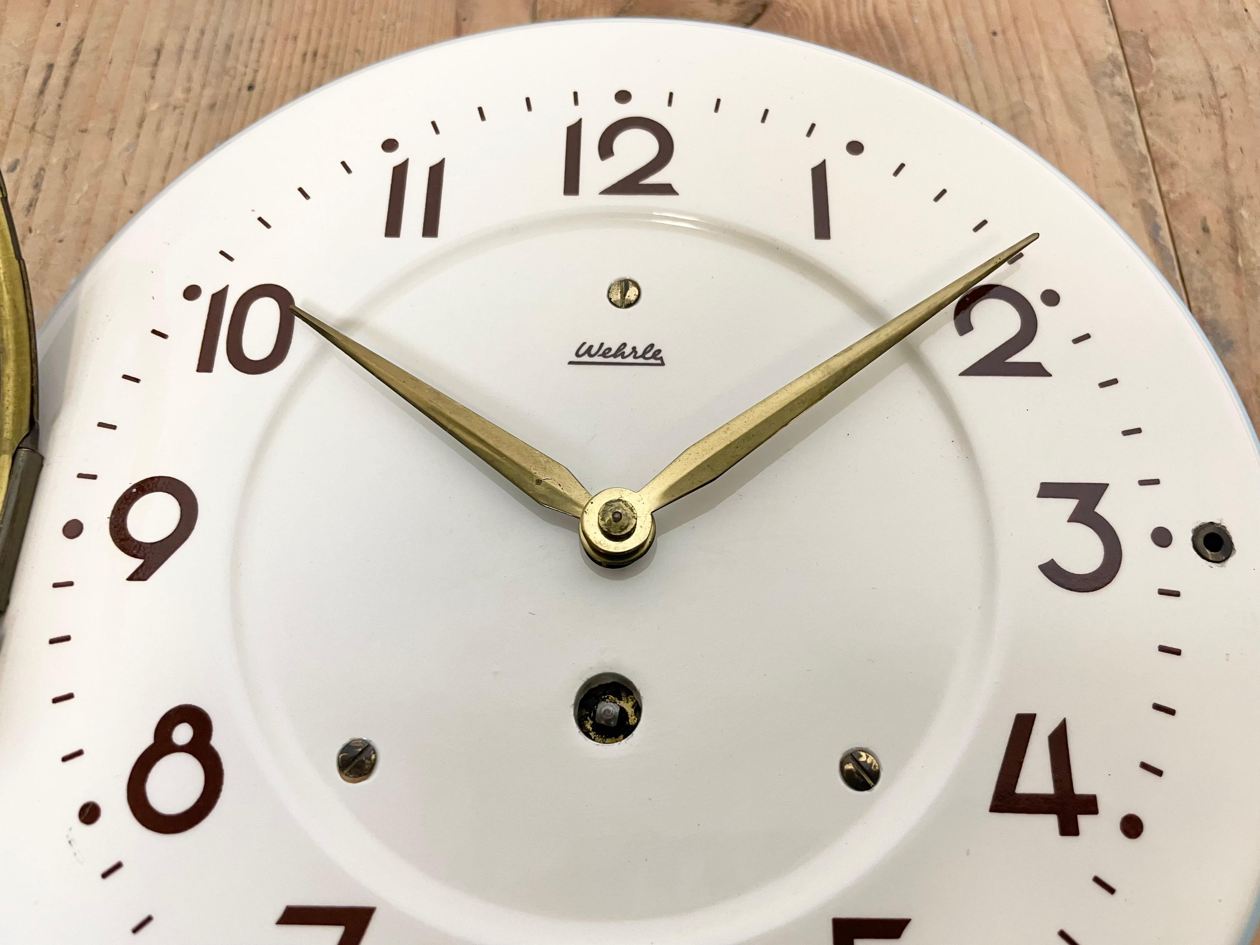 German Mechanical Ceramic Wall Clock from Wehrle, 1960s 1