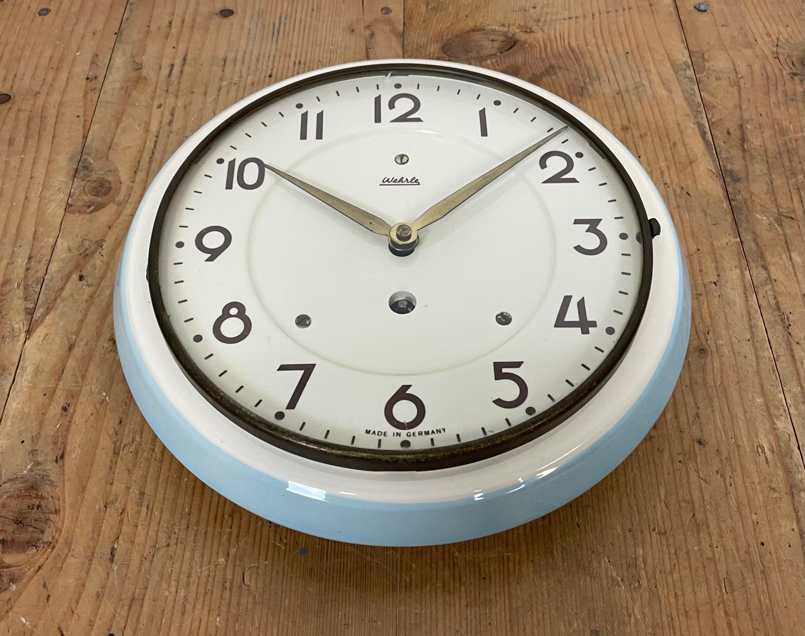 German Mechanical Ceramic Wall Clock from Wehrle, 1960s In Good Condition In Kojetice, CZ