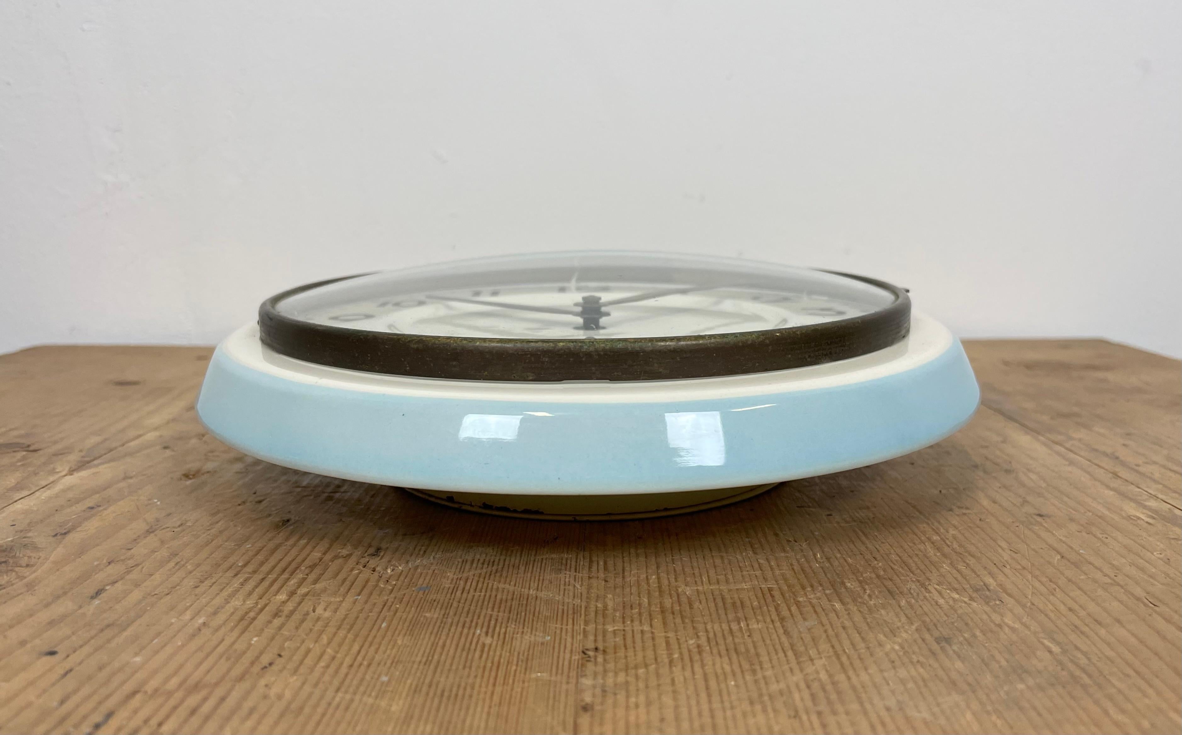 20th Century German Mechanical Ceramic Wall Clock from Wehrle, 1960s