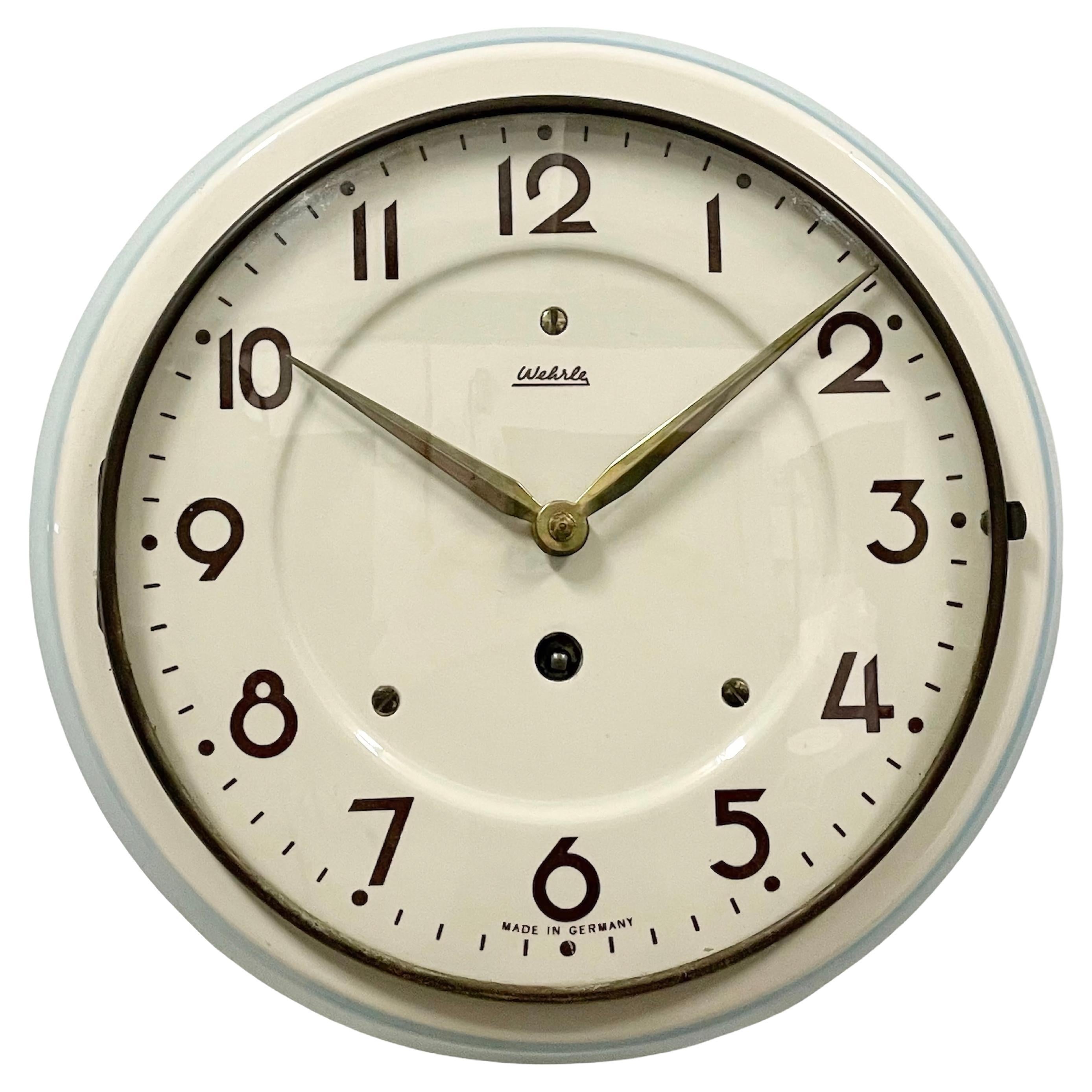 German Mechanical Ceramic Wall Clock from Wehrle, 1960s