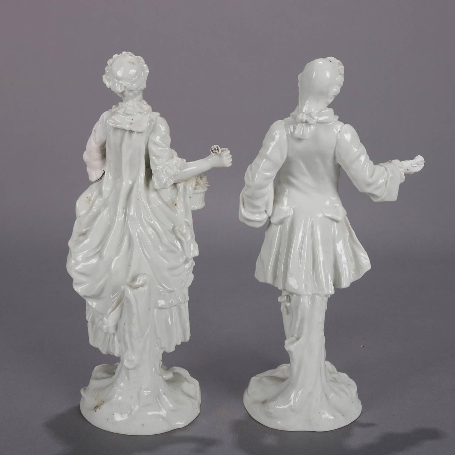 Victorian German Meissen Blanc de Chine Style Porcelain Figures, Courting Couple