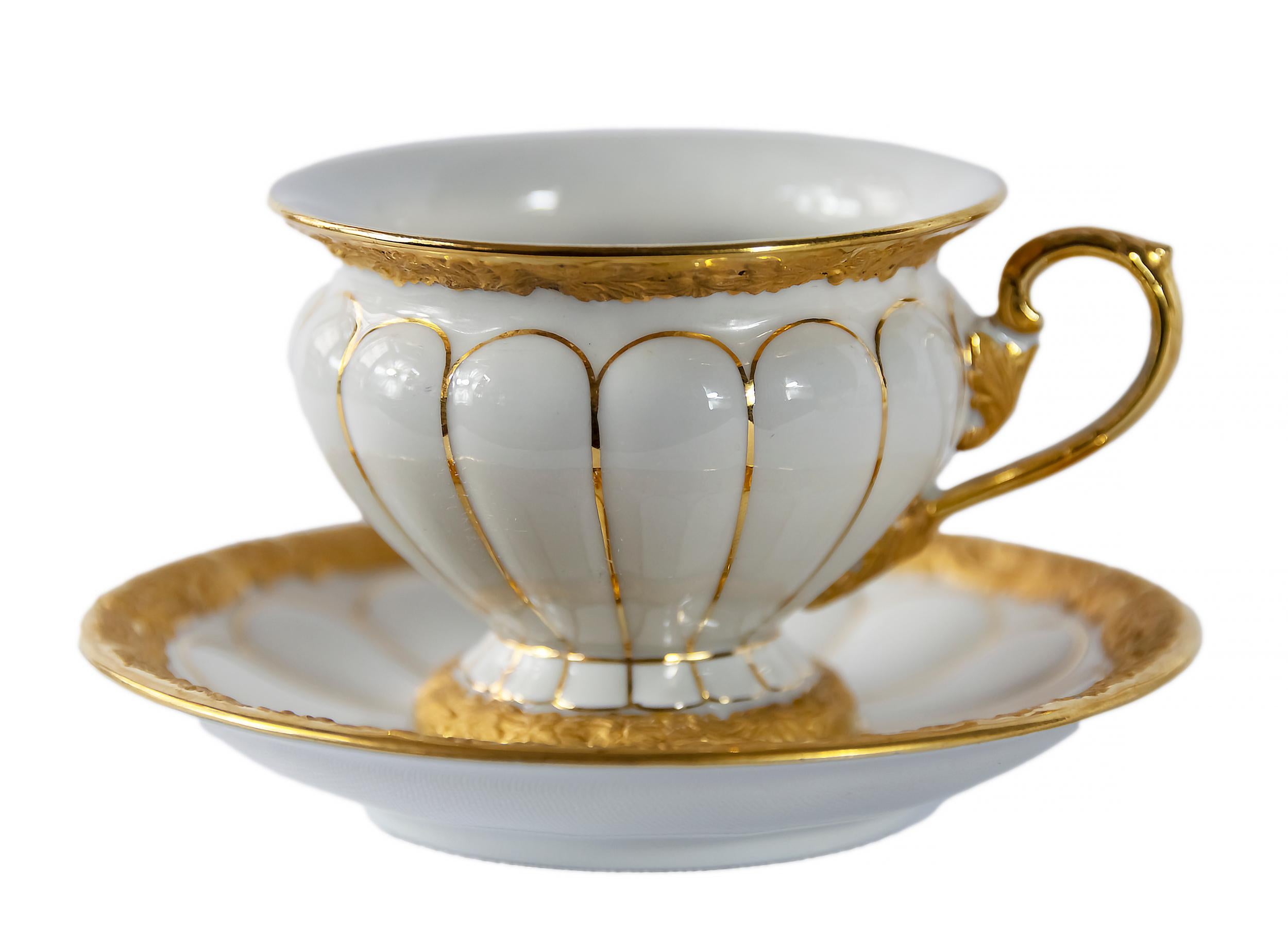 Gold German Meissen Gilt Porcelain Coffee Set for 2 Persons