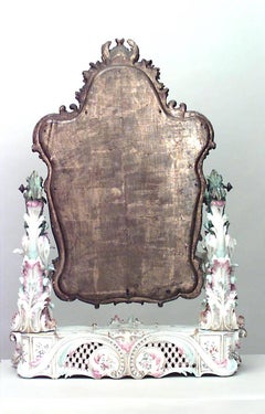 German Meissen Porcelain Cupid Dressing Table / Vanity Mirror