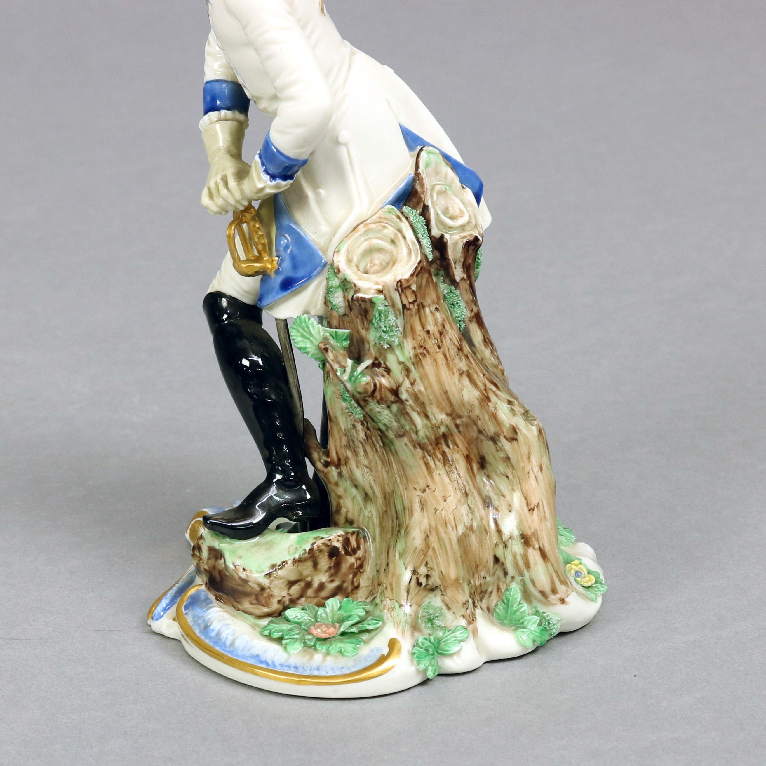 German Meissen School Hand Painted Porcelain Figure of Soldier, 20th Century 10