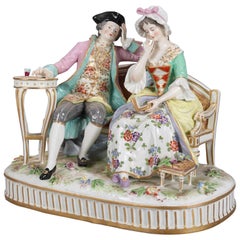 German Meissen School Porcelain Figural Group of Courting Couple, circa 1880