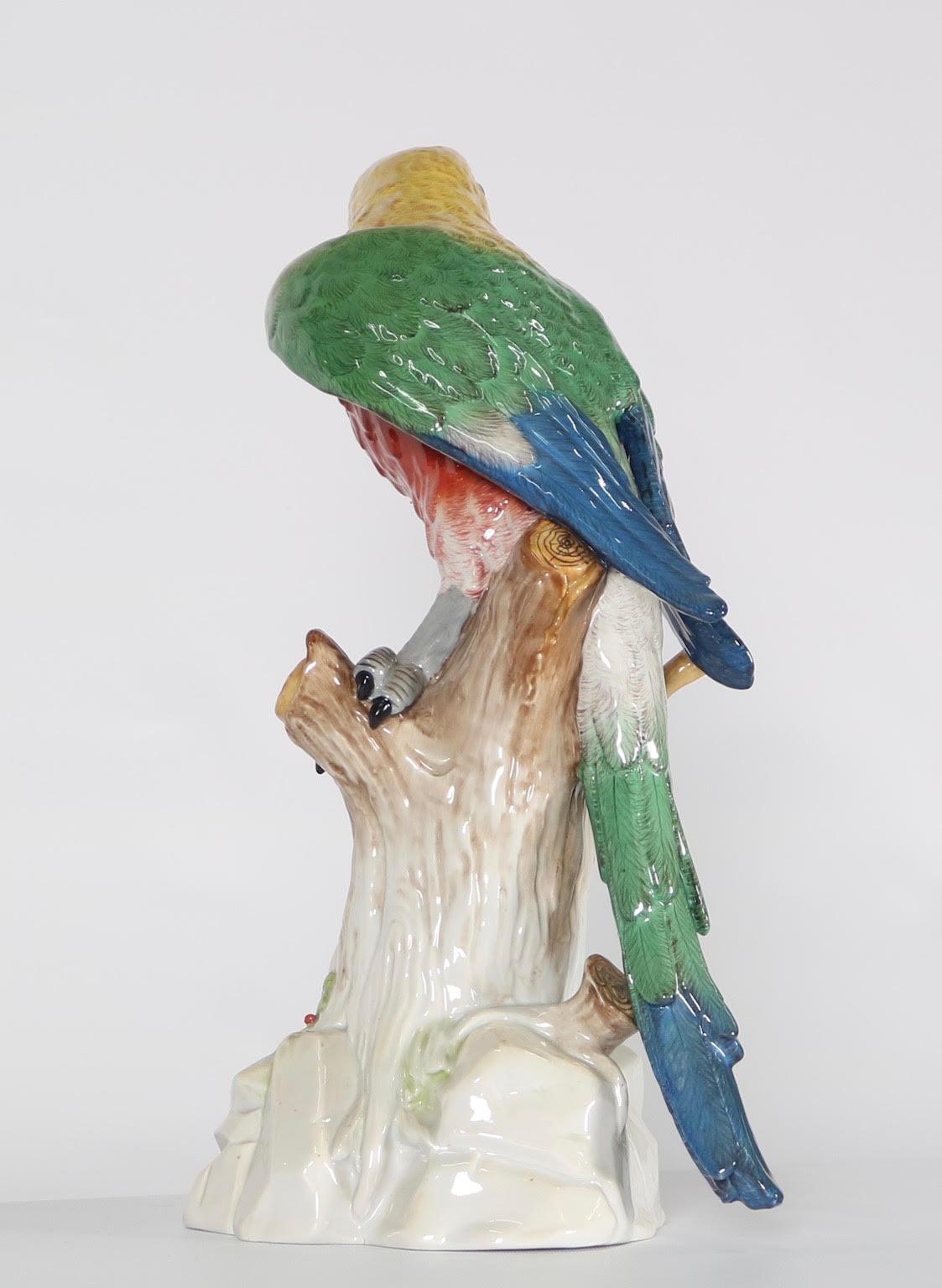 19th Century German Meissen Style Porcelain Macaw Parrot Figurine