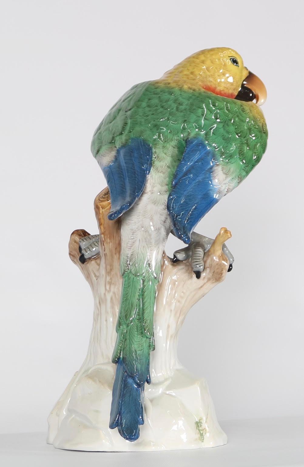German Meissen Style Porcelain Macaw Parrot Figurine 1