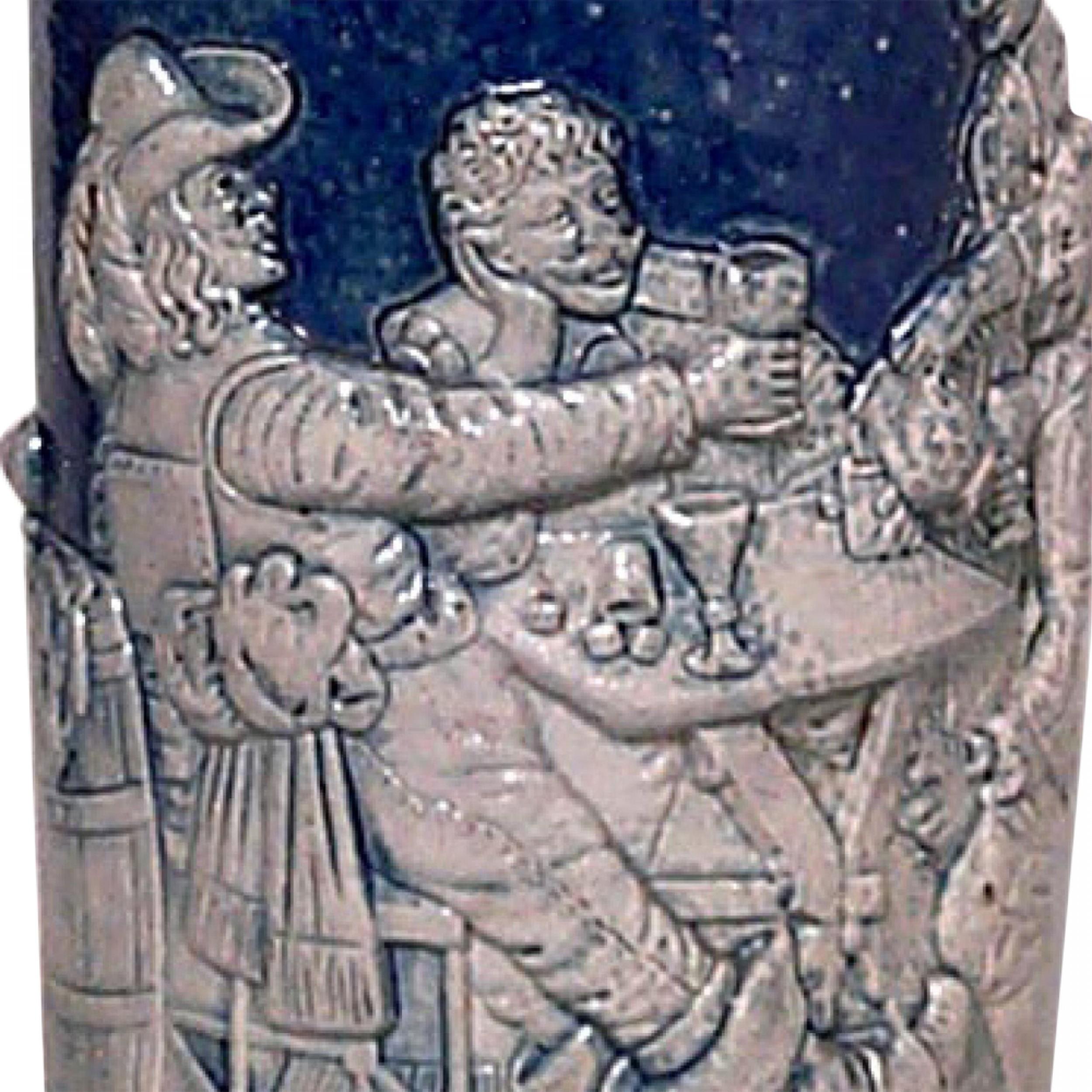 Stein de cerveza alemán de porcelana y peltre Metlack Hecho a mano