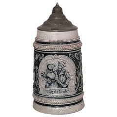 Beer Stein allemand Metlack en porcelaine et étain