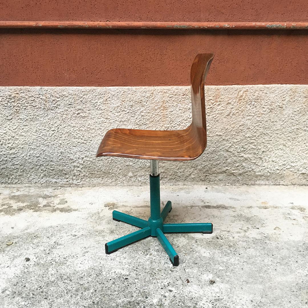German Midcentury Adjustable Wood and Aquamarine Steel Chairs by Pagholz, 1960s 3