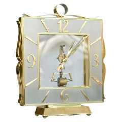 Reloj de chimenea alemán de latón de mediados de siglo de Kieninger & Obergfell
