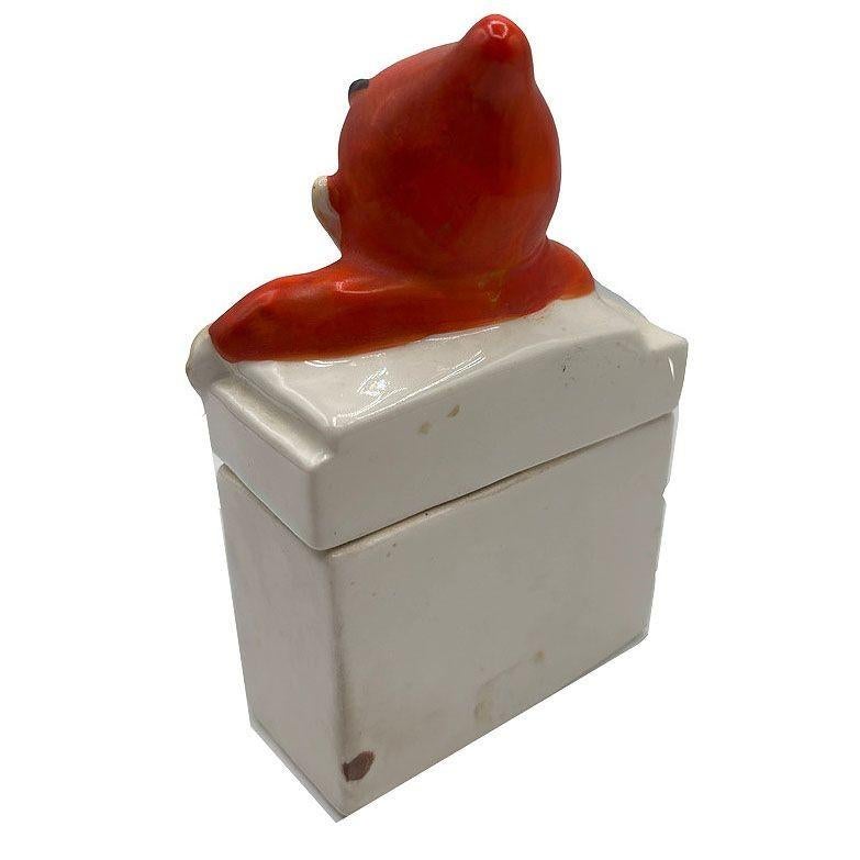 Tabaquera/Tarjeta Diablo Alemana de Cerámica de Mitad de Siglo con Tapa Cerámico en venta
